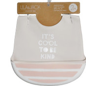 Wholesale - 2PC Silicone Bibs - Beige "It's Cool To Be Kind" & Pink Think Stripes C/P 60, UPC: 195010113175